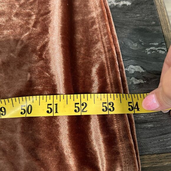 Forever 21 Womens Velvet Dress Small Orange Side Split Strappy Event Party - Picture 6 of 8